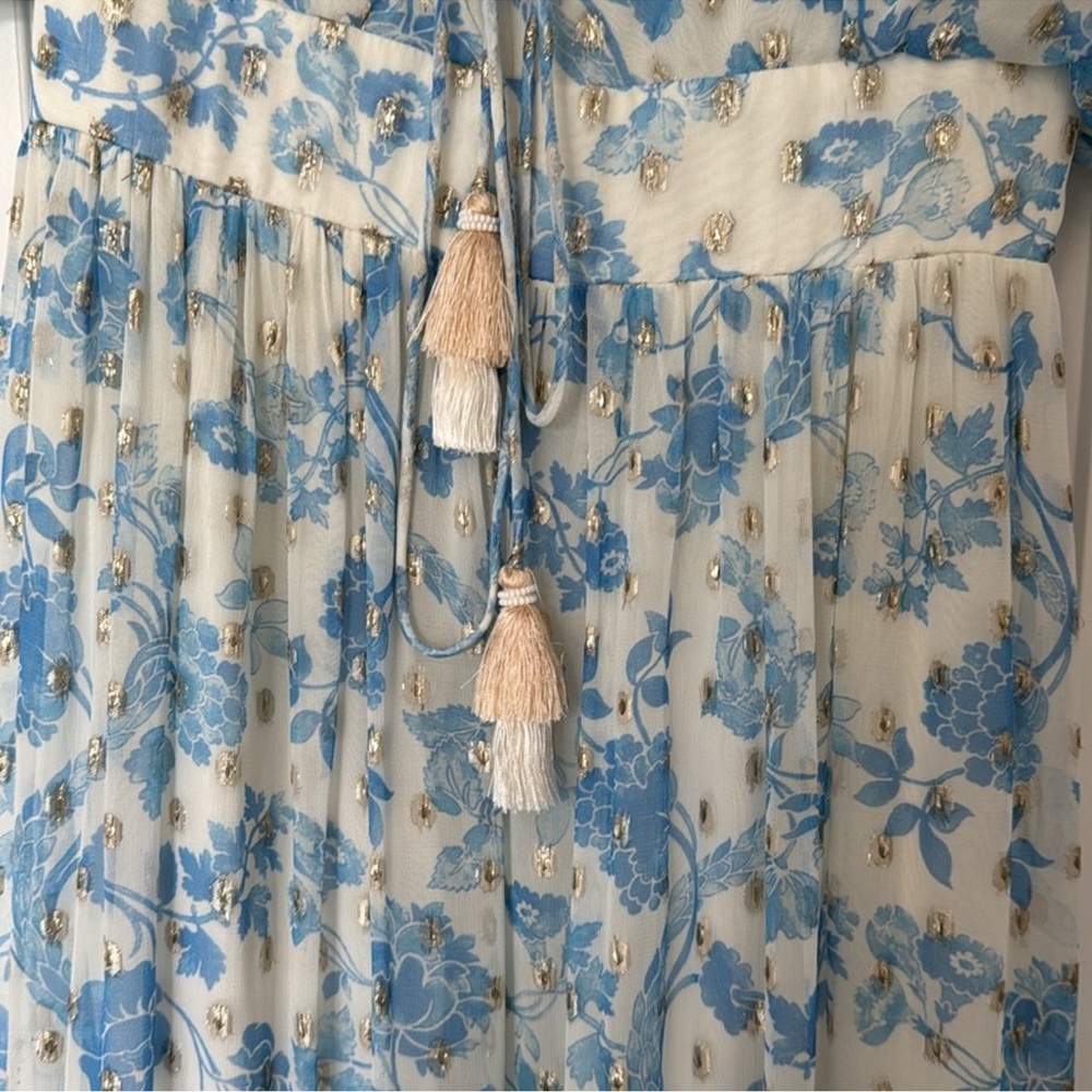 HEMANT & NANDITA Blue and White Maxi Dress - Picture 3 of 3